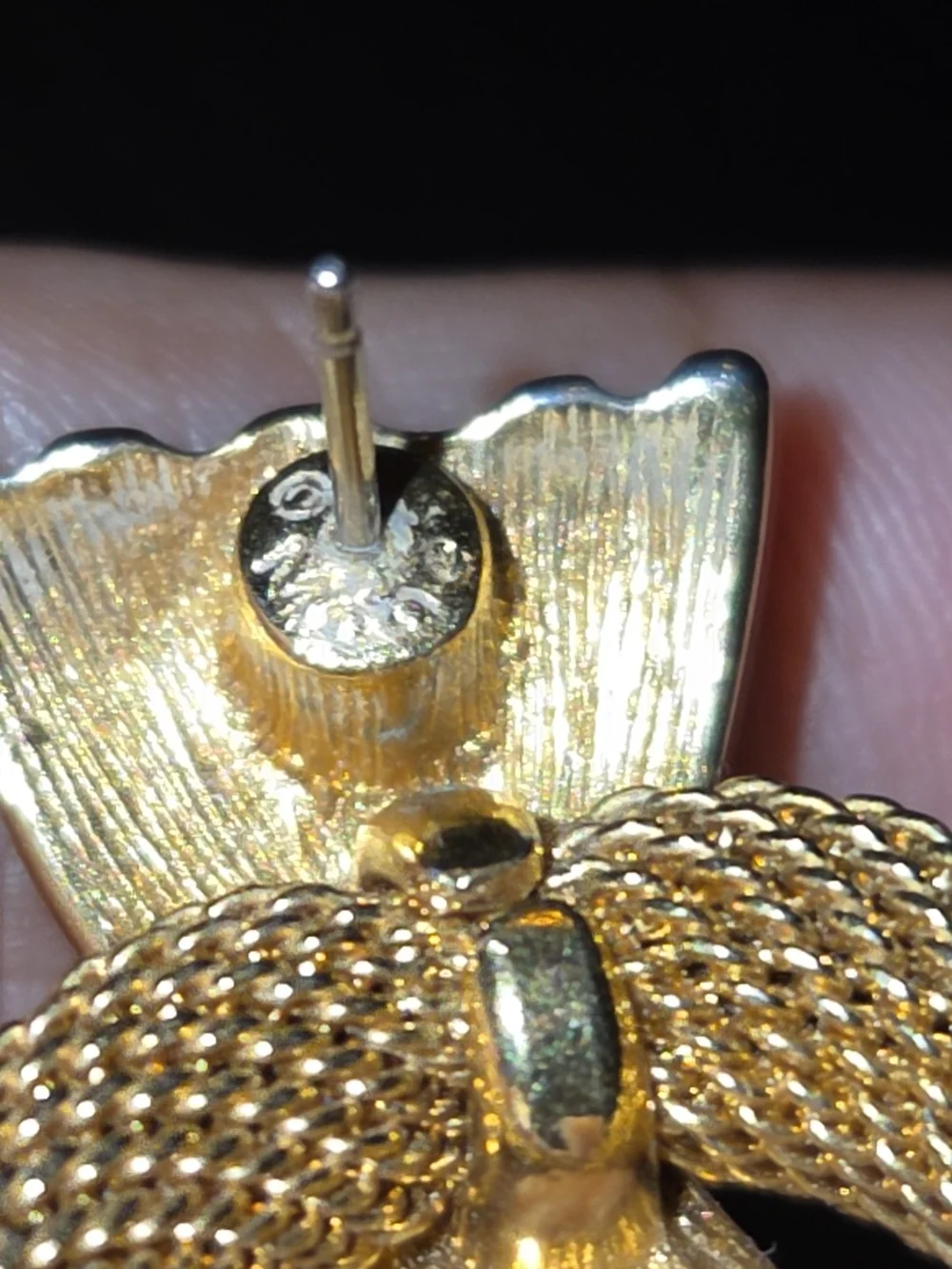 Monet Gold Tone Textured Door Knocker Pierced Earrings 1” x 1.5” Vintage